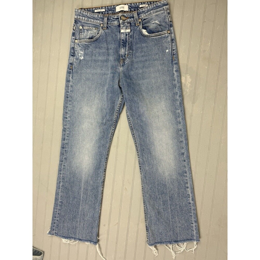 Closed Size 27 Womens Jeans High Rise Straight Stretch Light Distress Raw Hem